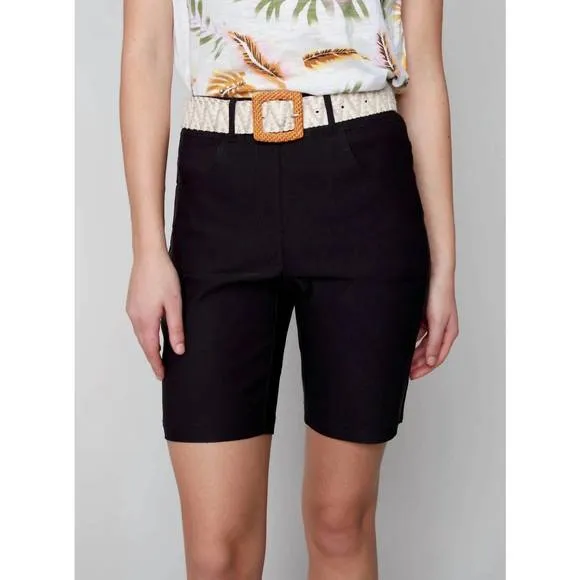 NEW CHARLIE B chloe bengaline stretch short in black