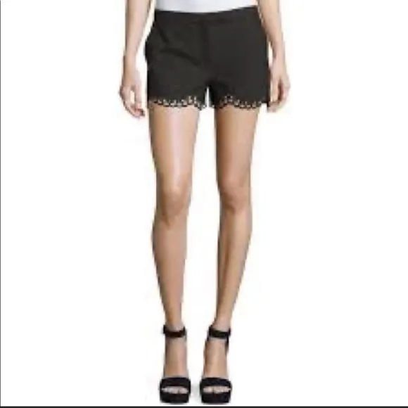 NEW Elizabeth and James Hanley Perforated Shorts Black Dressy Luxury Summer