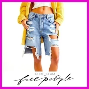 NEW FREE PEOPLE shorts bermuda ripped size 25 high rise