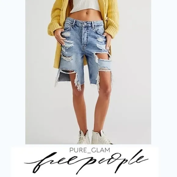 NEW FREE PEOPLE shorts bermuda ripped size 25 high rise