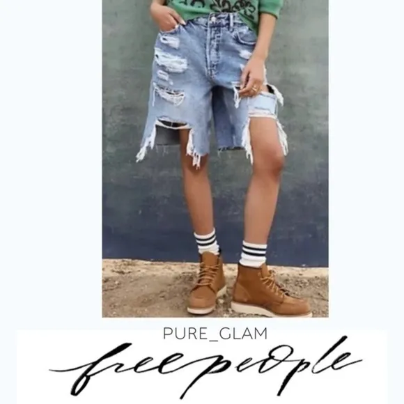NEW FREE PEOPLE shorts bermuda ripped size 25 high rise