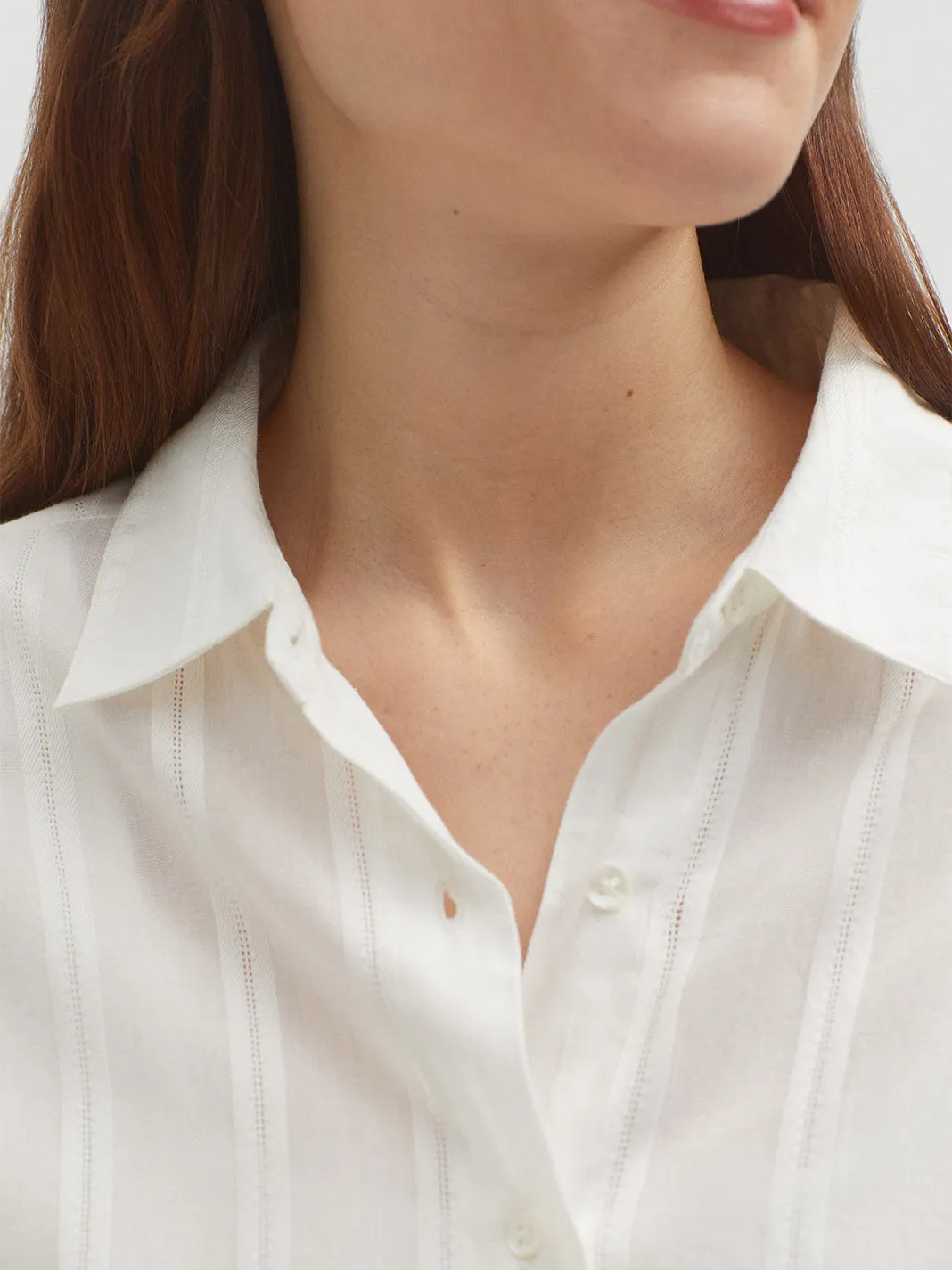 Nice Things Jacquard White Shirt