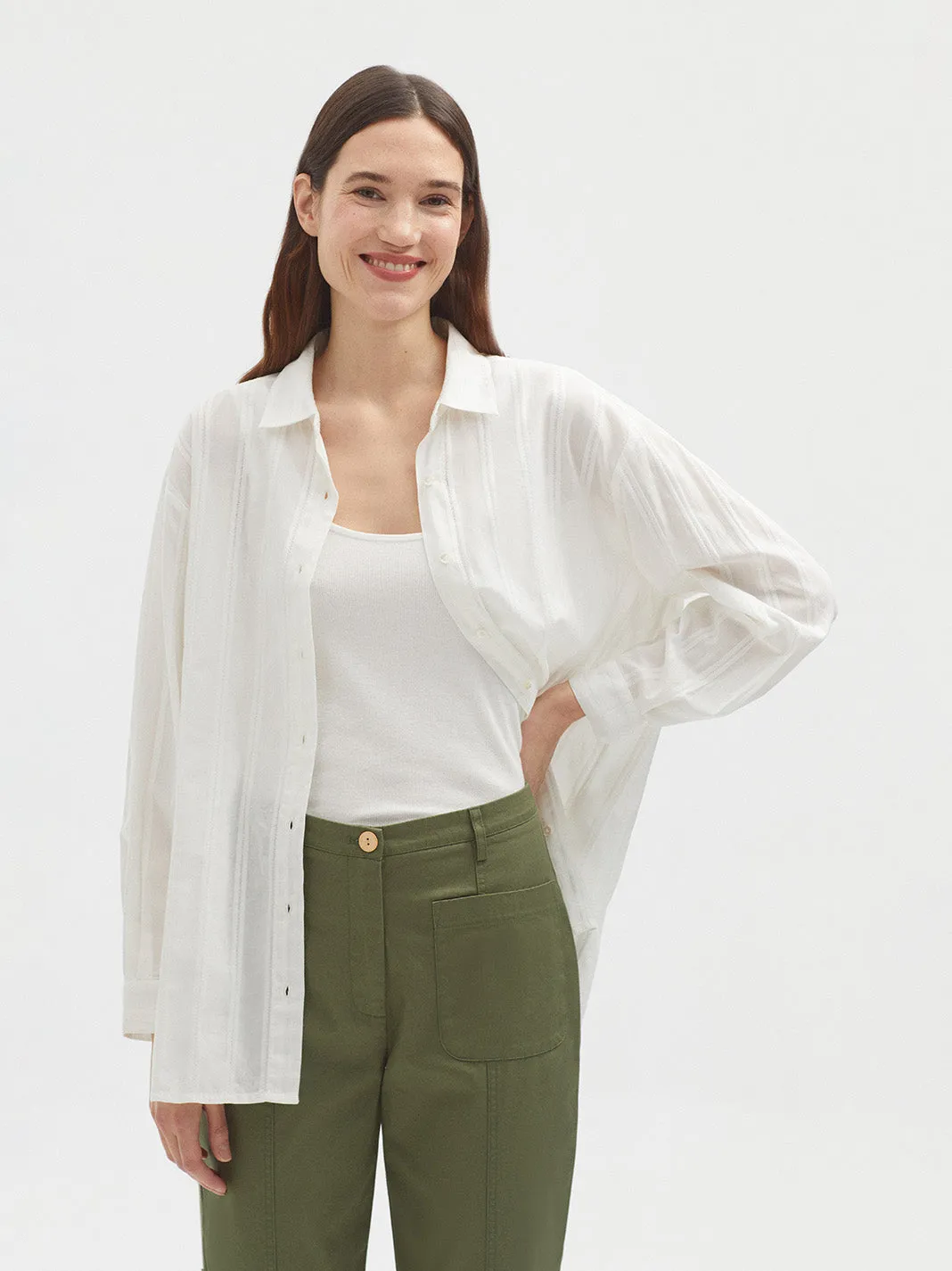 Nice Things Jacquard White Shirt