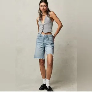 NWOT Free People Big Sur Coast Boyfriend Shorts Distressed Size 28