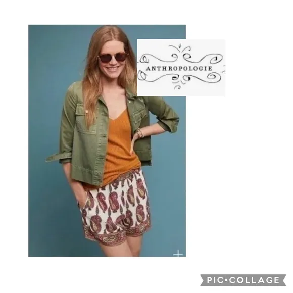 NWT Anthropologie Paisley Print Scarf Shorts By ett twa Size LargeViscose