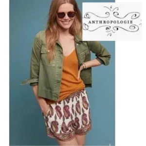 NWT Anthropologie Paisley Print Scarf Shorts By ett twa Size LargeViscose