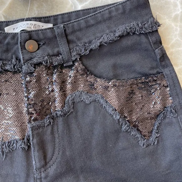 NWT High Waist Sequin Embellished Denim Shorts size 2