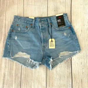 NWT LEVI'S Women’s Premium 501 Distressed High Rise Denim Cut Off Shorts Size 29