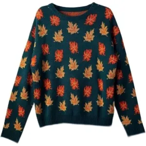 NWT Unbranded Women's Green The Big Cozy Fall Leaf Sweater – Large