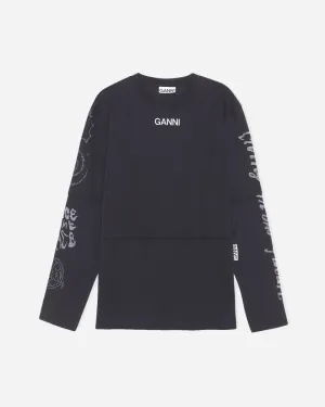 O-neck Dropped Shoulder T-shirt - Phantom