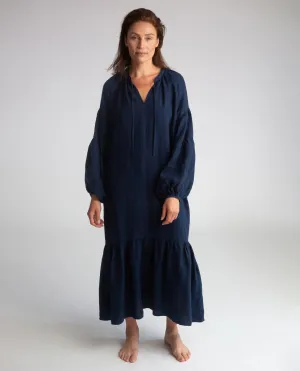 Odessa Linen Dress In Navy