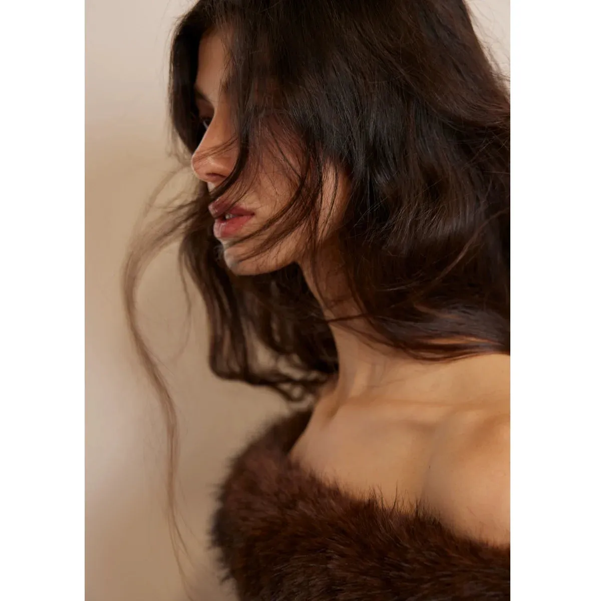 Off-Shoulder Fur Collar Top