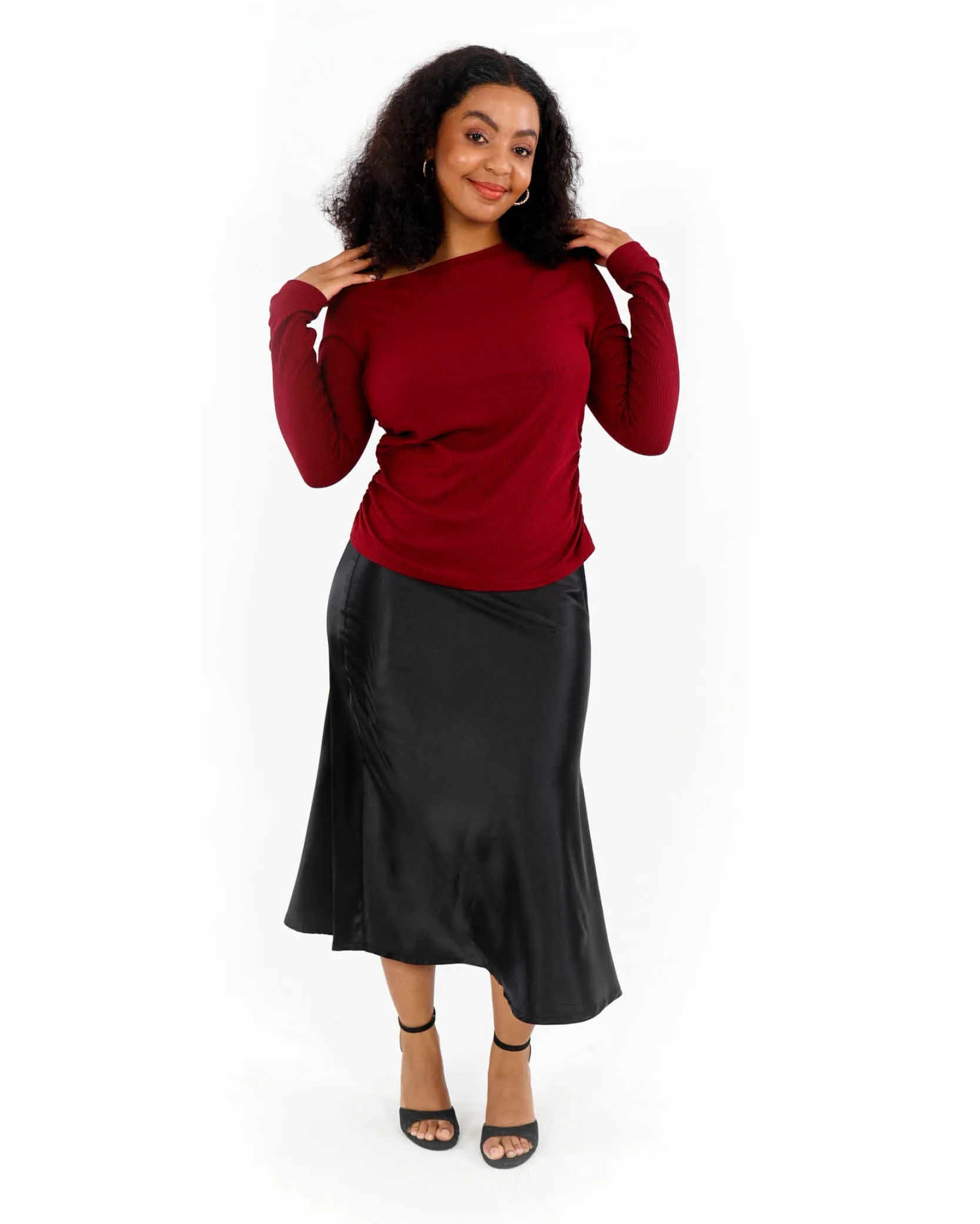 Off The Shoulder Side Ruched Top