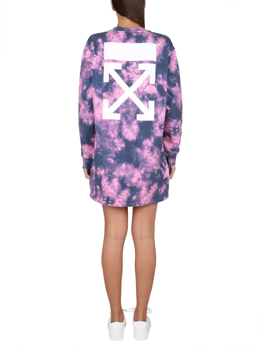 OFF-White SWEATSHIRT DRESS - TIEDYE