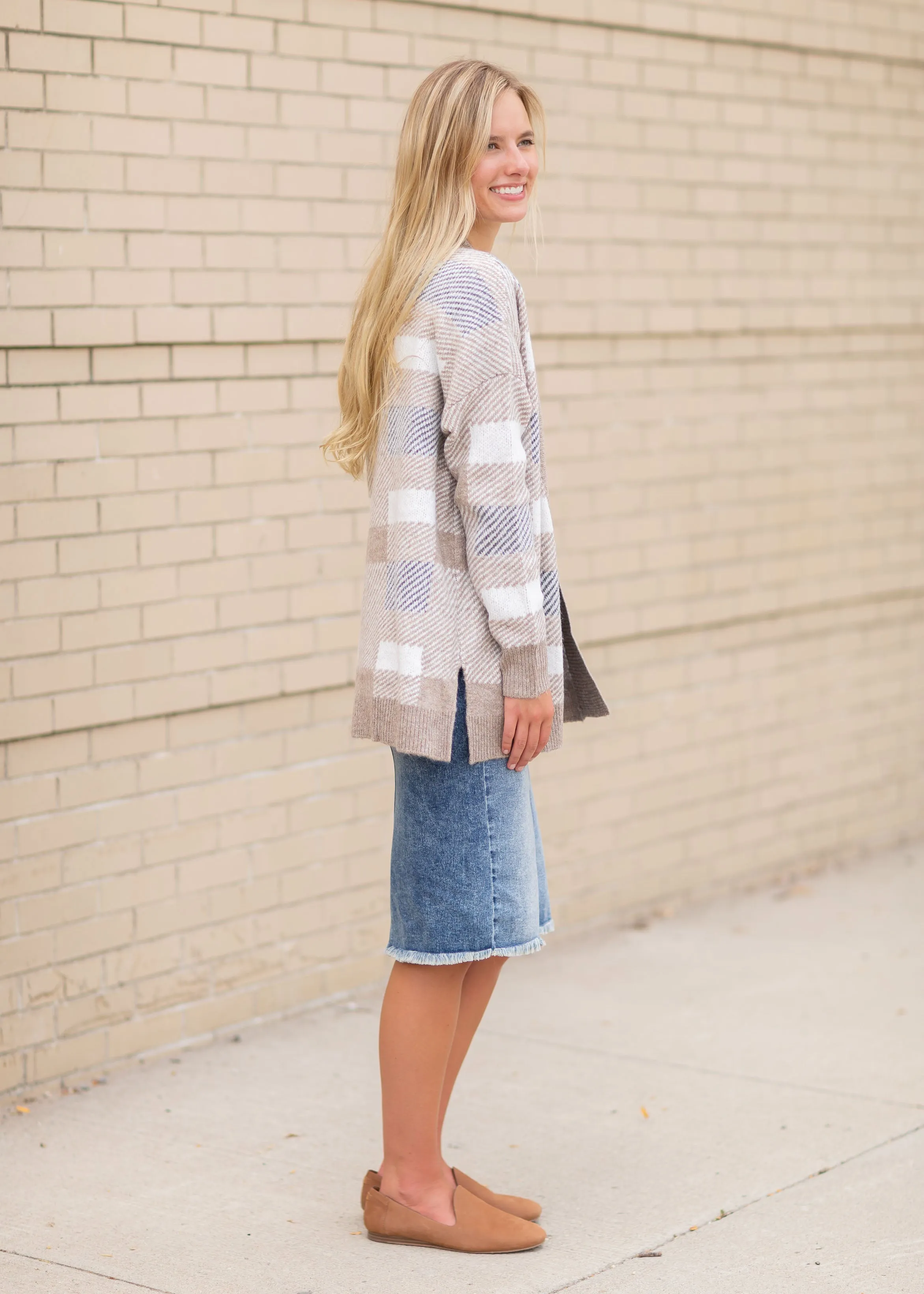 Open Front Checkered Cardigan - FINAL SALE