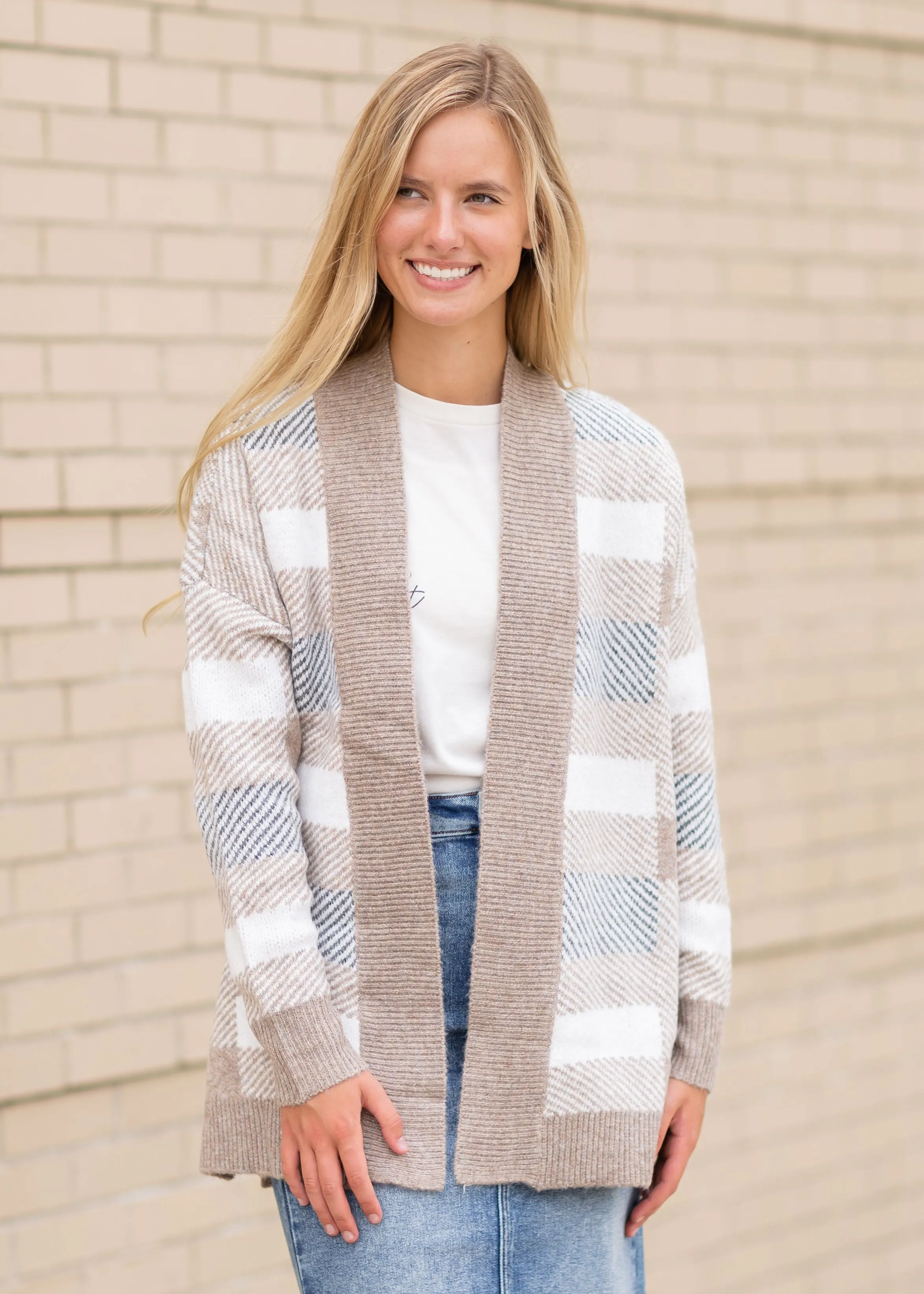 Open Front Checkered Cardigan - FINAL SALE