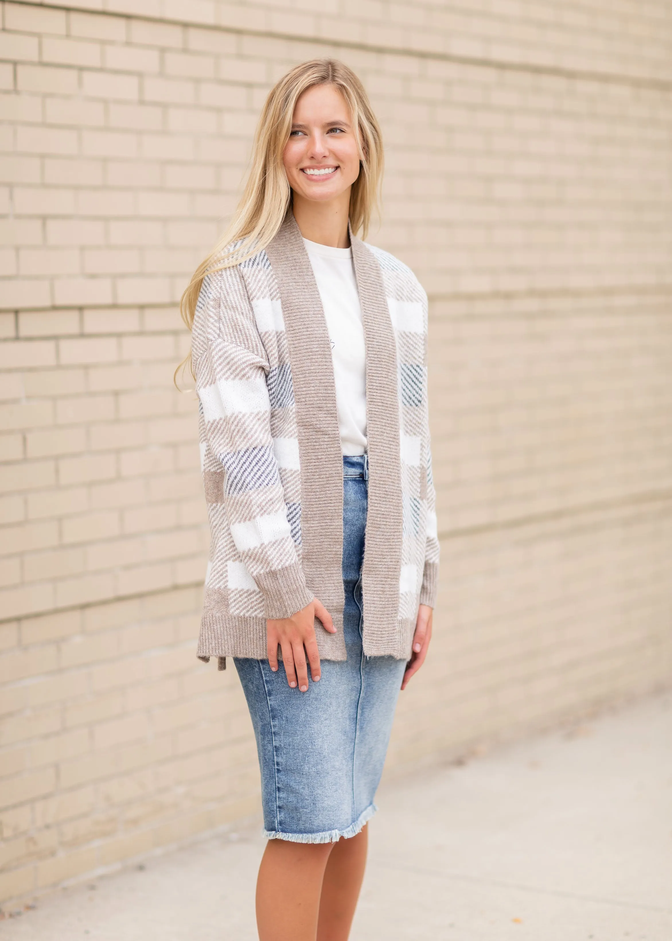 Open Front Checkered Cardigan - FINAL SALE