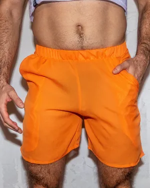 Orange See-True Chiffon Shorts for Men