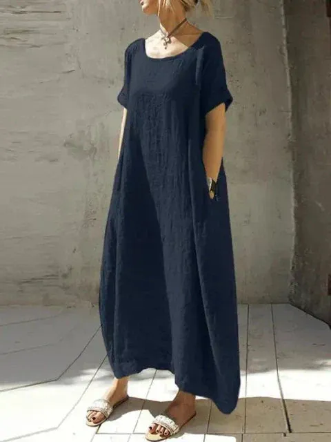 Oversized cotton and linen dress