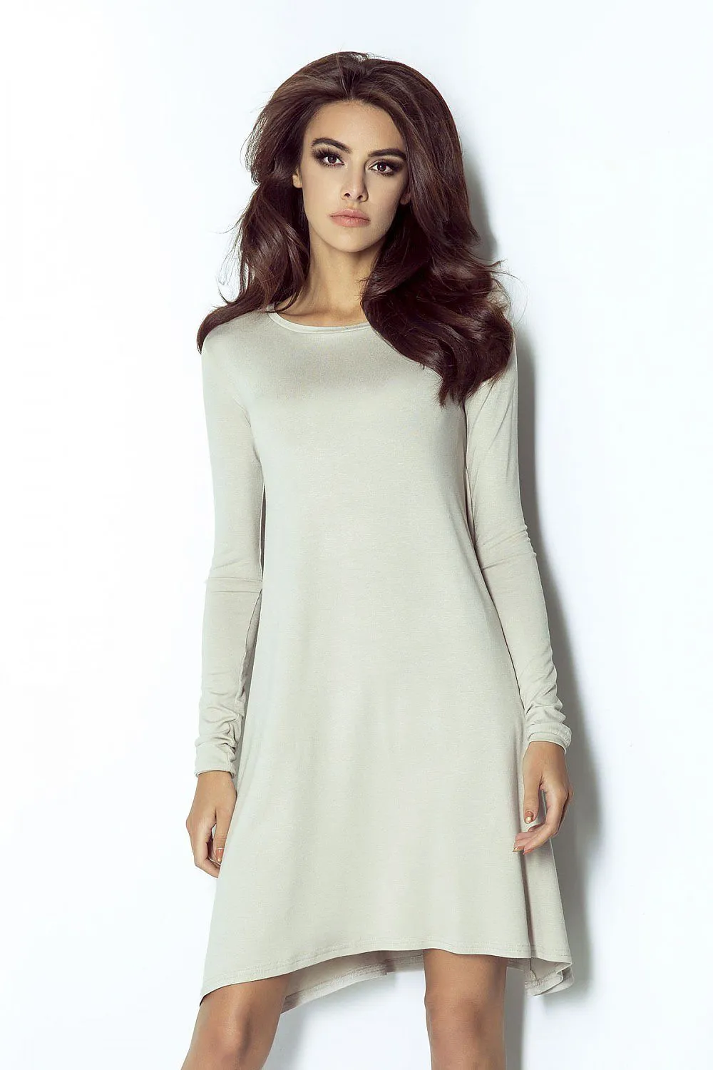 Oversized Knit Dress with Round Neck