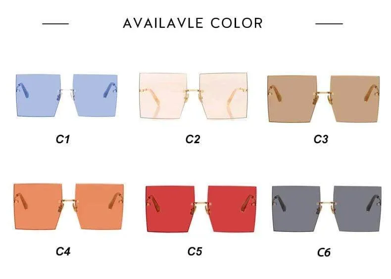 Oversized Rimless Square Sunglasses
