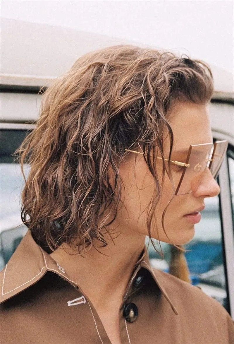 Oversized Rimless Square Sunglasses