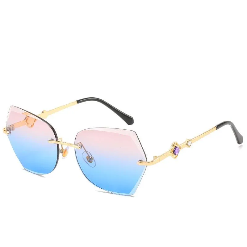Oversized Rimless Square Sunglasses