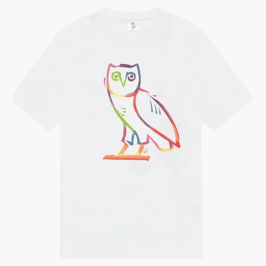 Ovo Watercolour Owl T-shirt White