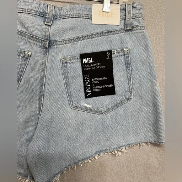 Paige Shorts Noella Relaxed Cut Off Denim Light Blue Size 29