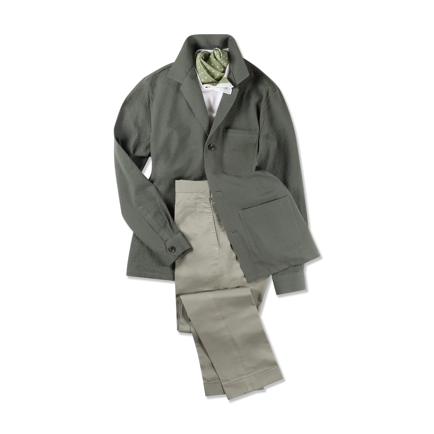 Painters Jacket in Olive Green Seersucker