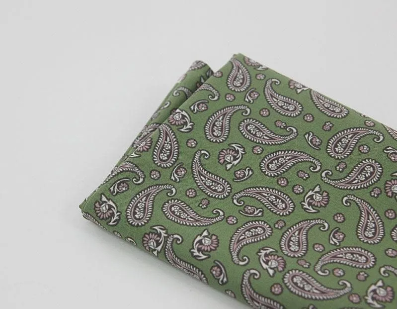 Paisley Cotton Fabric, Quality Korean Fabric - Mint, Beige, Green, Gray - By the Yard /24886