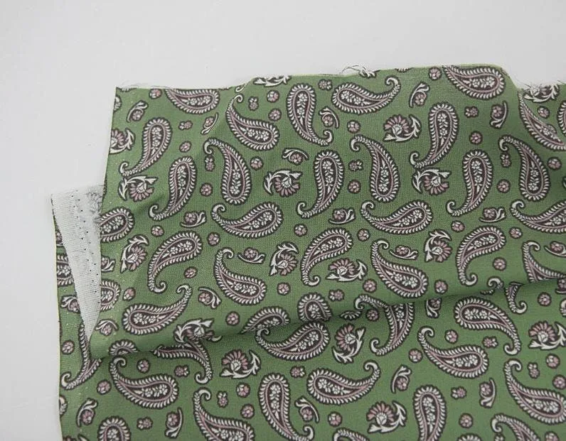 Paisley Cotton Fabric, Quality Korean Fabric - Mint, Beige, Green, Gray - By the Yard /24886