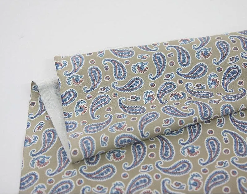 Paisley Cotton Fabric, Quality Korean Fabric - Mint, Beige, Green, Gray - By the Yard /24886