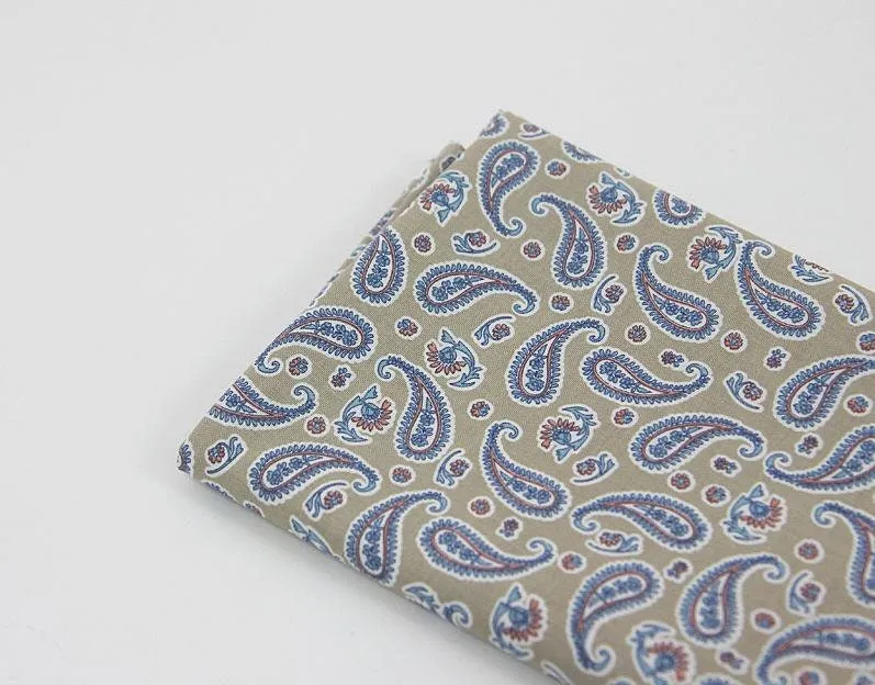 Paisley Cotton Fabric, Quality Korean Fabric - Mint, Beige, Green, Gray - By the Yard /24886