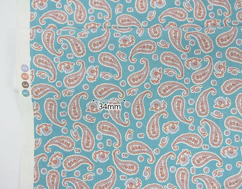 Paisley Cotton Fabric, Quality Korean Fabric - Mint, Beige, Green, Gray - By the Yard /24886