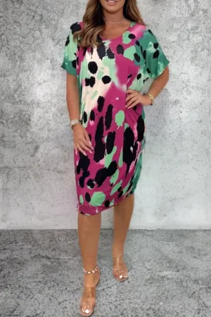 Paisley - Oversized dress with neckline print