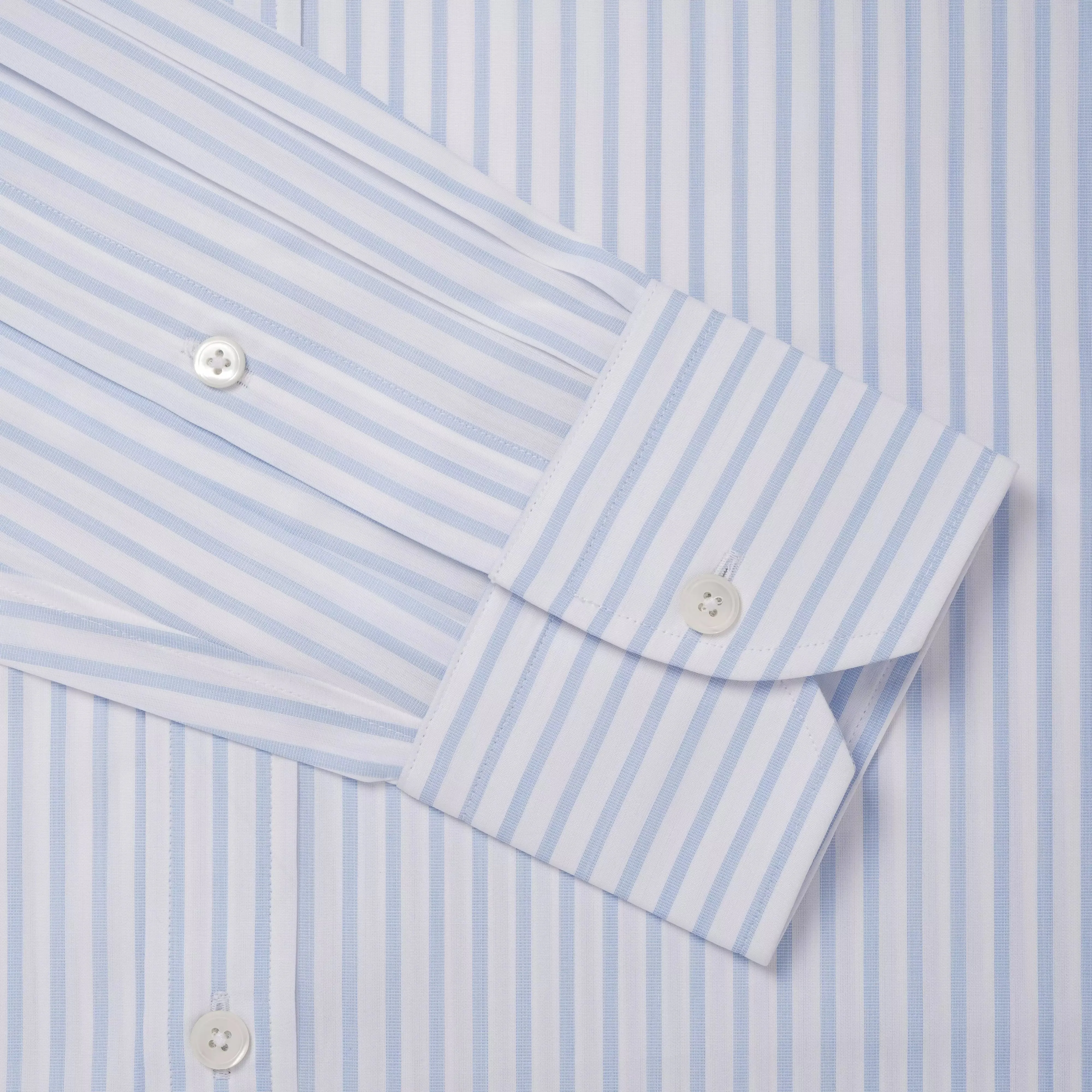 Pale Blue & White Classic Fit Fil-à-Fil Stripe Formal Shirt