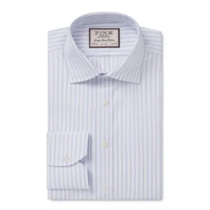 Pale Blue & White Classic Fit Fil-à-Fil Stripe Formal Shirt