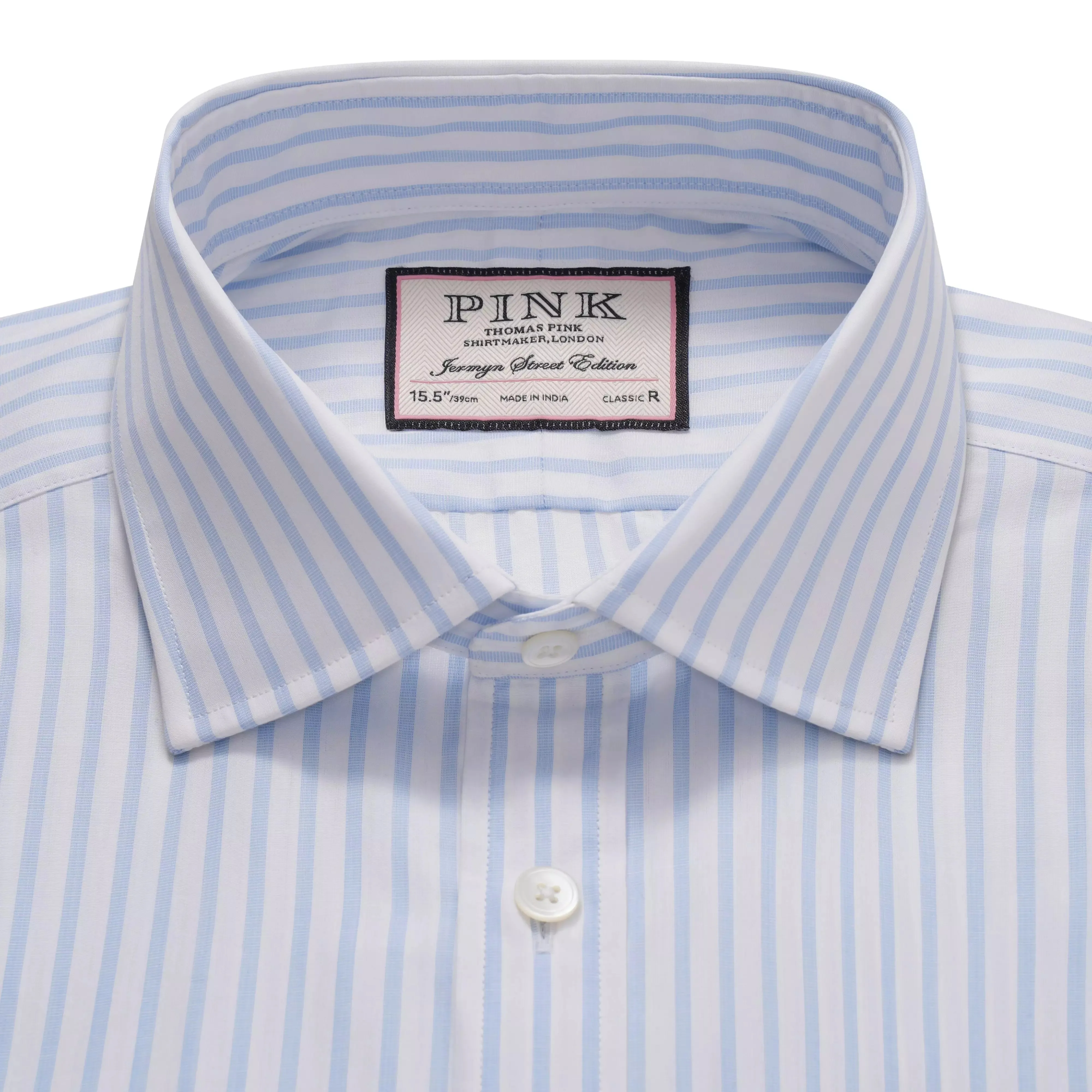 Pale Blue & White Classic Fit Fil-à-Fil Stripe Formal Shirt