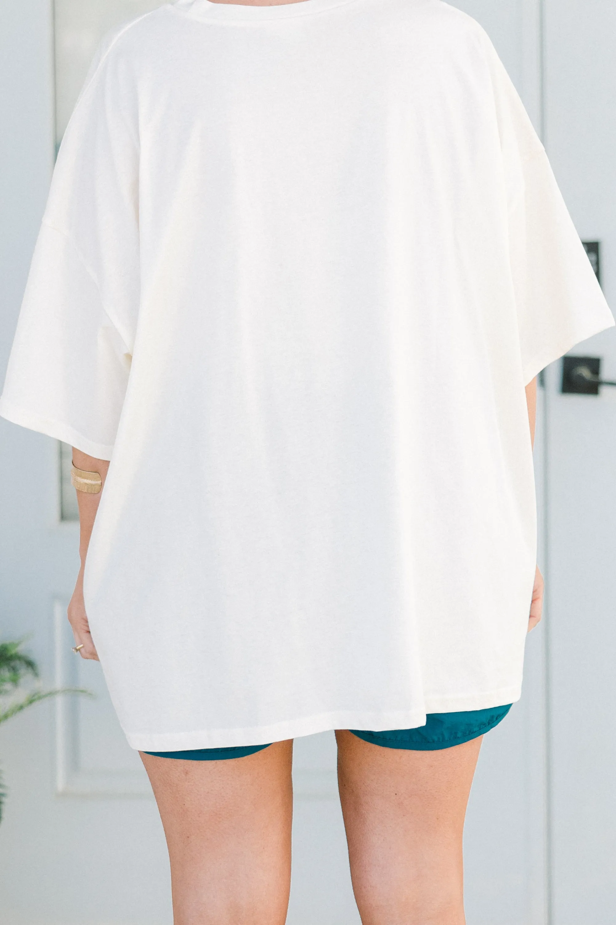 Palm Springs Surf Club Boyfriend Tee, Ivory