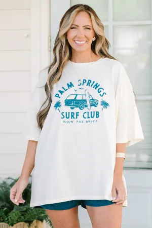 Palm Springs Surf Club Boyfriend Tee, Ivory