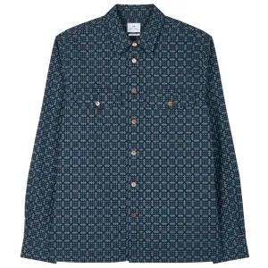 PAUL SMITH CROSS-STITCHED TEXTURED JACQUARD SHIRT