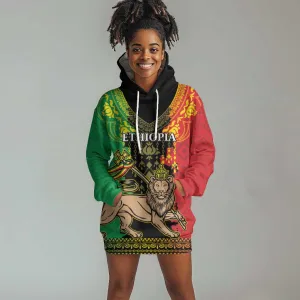 Personalised Afro Ethiopia Hoodie Dress Lion Of Judah - African Pattern LT15