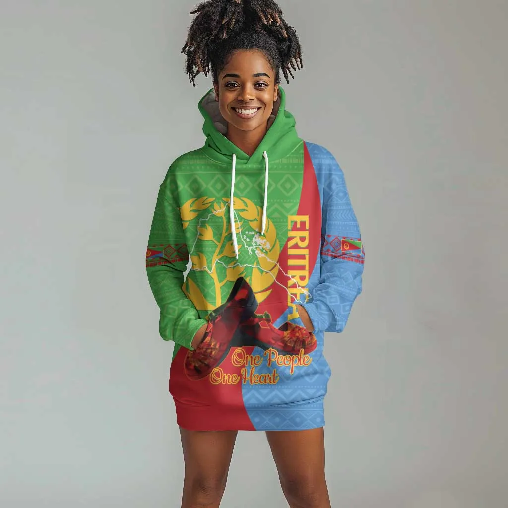 Personalised Eritrea Independence Day Hoodie Dress Shida Shoes Olive Branch African Pattern LT14