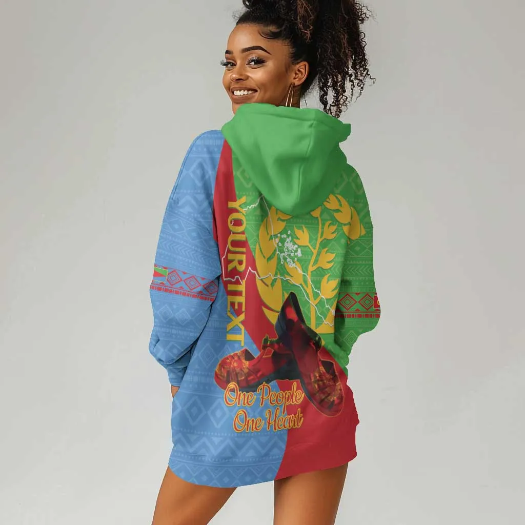 Personalised Eritrea Independence Day Hoodie Dress Shida Shoes Olive Branch African Pattern LT14