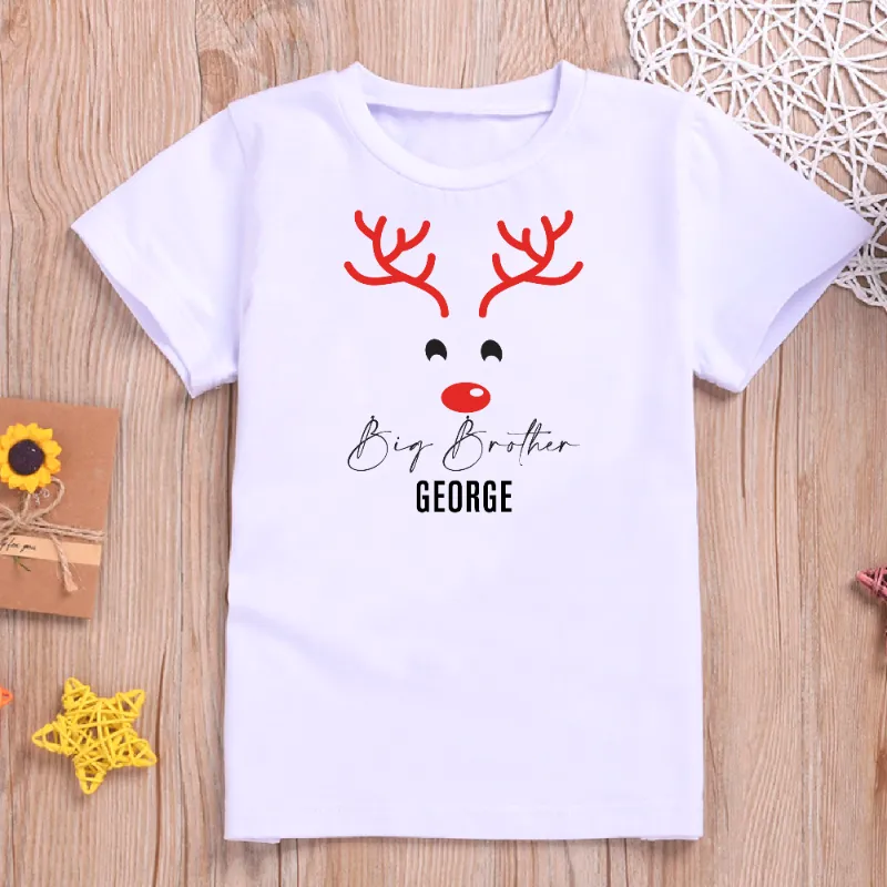 Personalised Matching Family Christmas Reindeer T-shirts