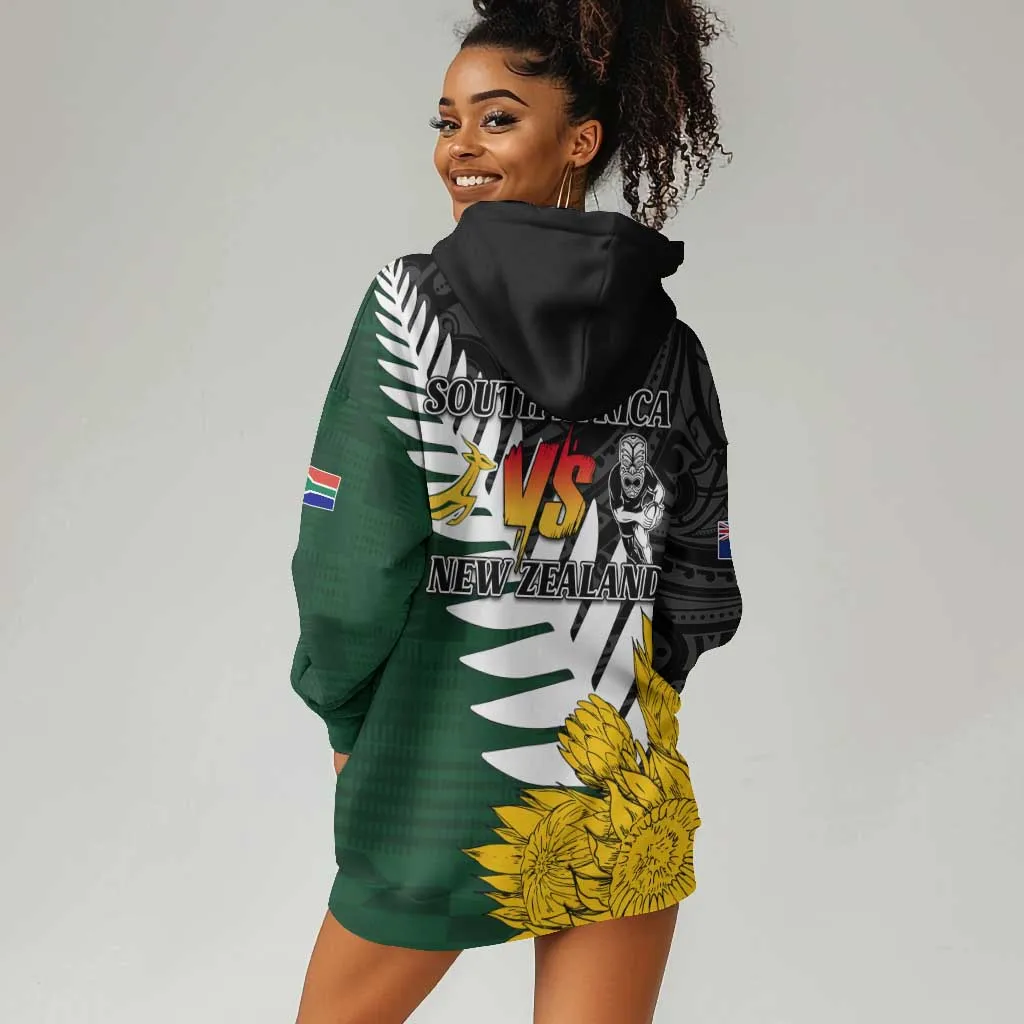 Personalised New Zealand Vs South Africa Rugby Hoodie Dress Rivals - Tribal Style LT7