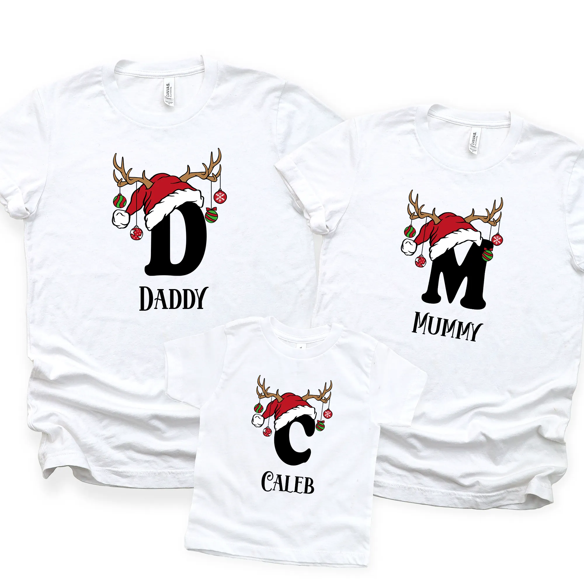 Personalised Santa Hat Family Festive Matching T-Shirts