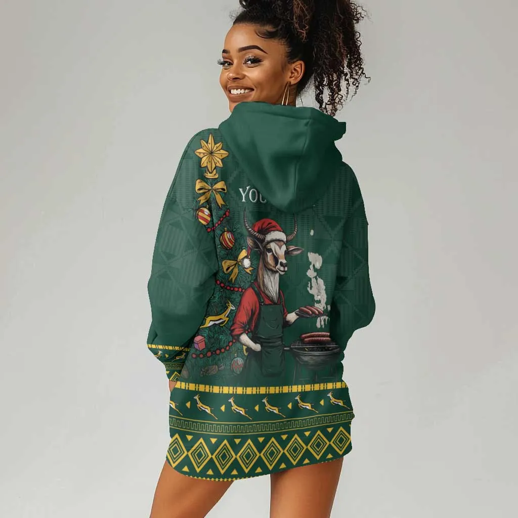 Personalised South Africa Hoodie Dress Springbok Christmas Braai LT7