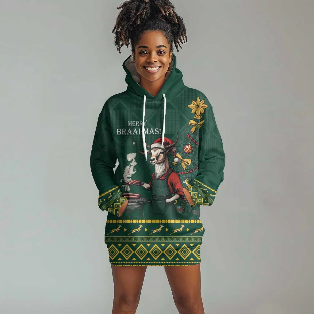 Personalised South Africa Hoodie Dress Springbok Christmas Braai LT7